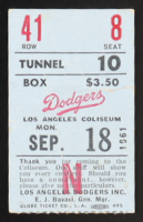 1961 Dodger At The Old Coliseum Vintage Game Ticket at PristineAuction.com