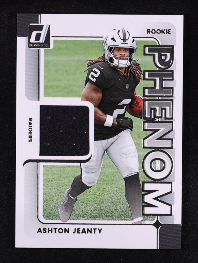Ashton Jeanty 2025 Panini Donruss Rookie Phenom Jersey #RPJ-AJY RC at PristineAuction.com Ashton Jeanty 2025 Panini Donruss Rookie Phenom Jersey #RPJ-AJY RC at PristineAuction.com