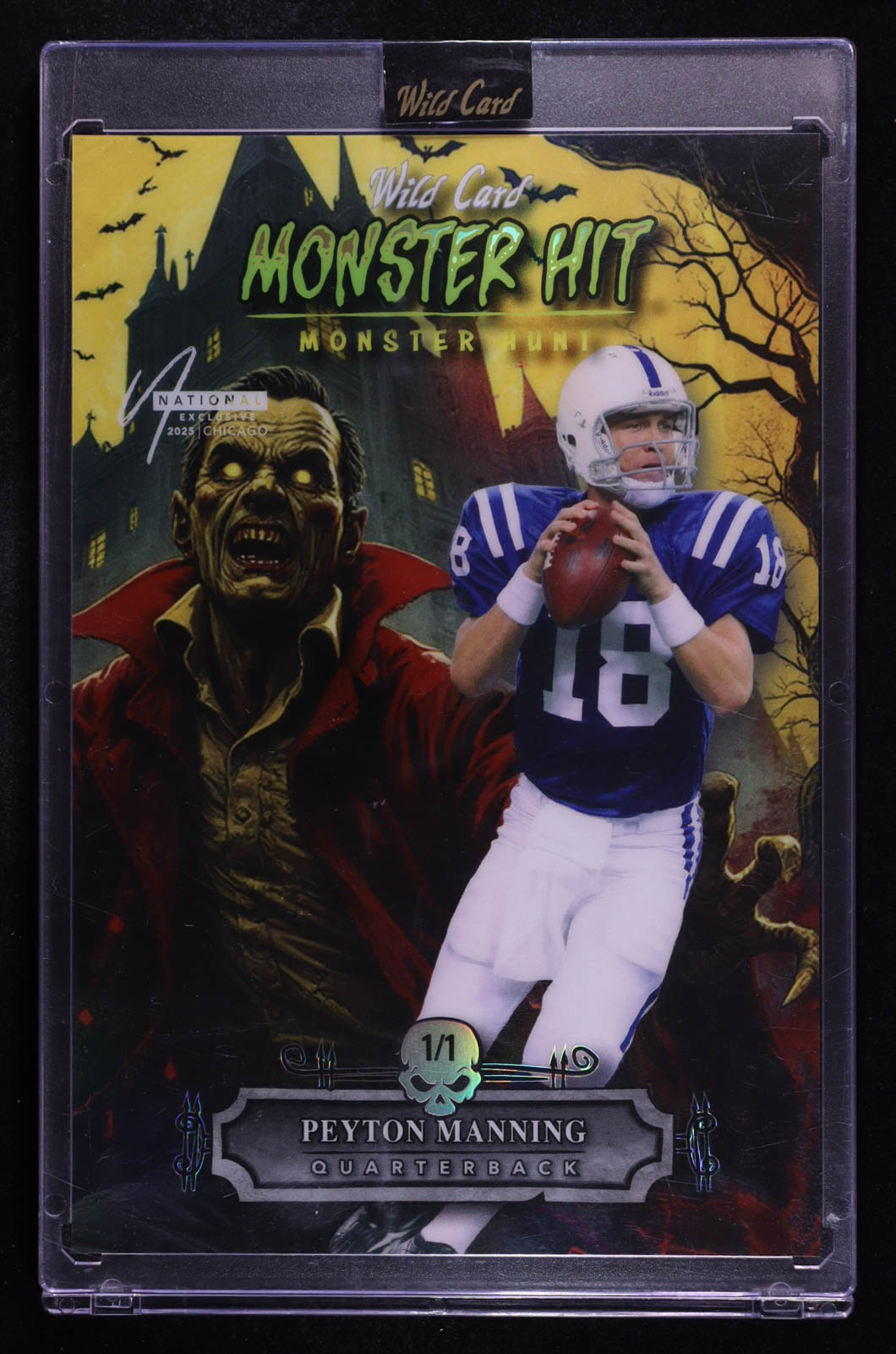 Peyton Manning 2025 Wild Card Monster Hit Monster Hunt Oversized Dracula Gold Rainbow Foil #MHONESB3-PM #1/1 at PristineAuction.com Peyton Manning 2025 Wild Card Monster Hit Monster Hunt Oversized Dracula Gold Rainbow Foil #MHONESB3-PM #1/1 at PristineAuction.com