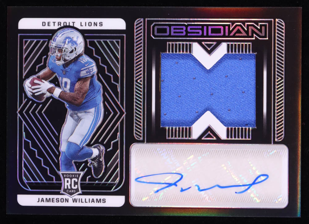 Jameson Williams 2022 Panini Obsidian #207 Jersey Autograph RC #9/175 at PristineAuction.com Jameson Williams 2022 Panini Obsidian #207 Jersey Autograph RC #9/175 at PristineAuction.com