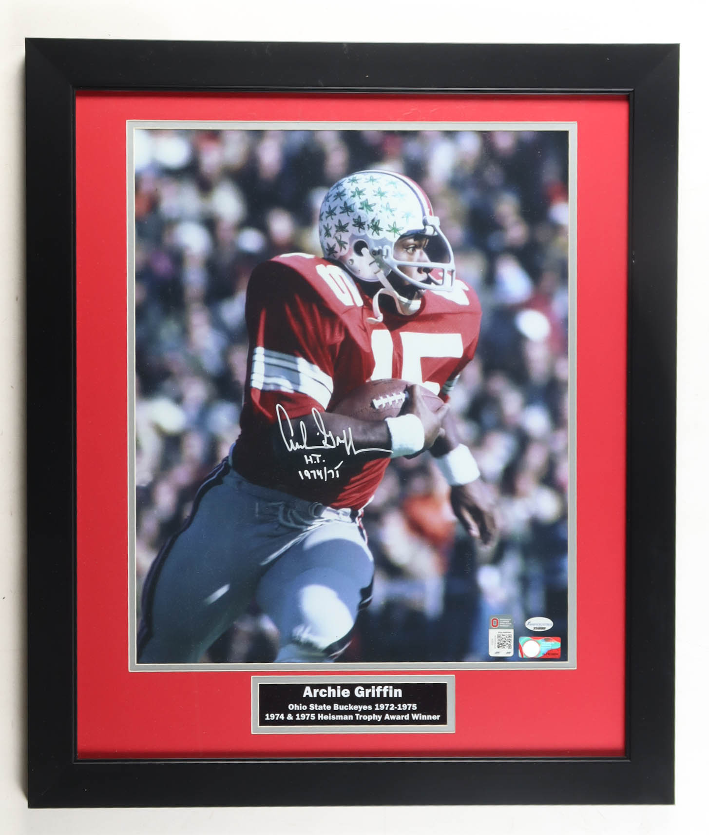 Archie Griffin Signed Ohio State Buckeyes Custom Framed Photo Display Inscribed "HT 1974 / 75" (Sports Collectibles) at PristineAuction.com Archie Griffin Signed Ohio State Buckeyes Custom Framed Photo Display Inscribed "HT 1974 / 75" (Sports Collectibles) at PristineAuction.com