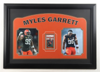 Myles Garrett Signed Browns Custom Framed 2017 Panini Certified Orange #90/199 #136 RC Display (PSA) at PristineAuction.com