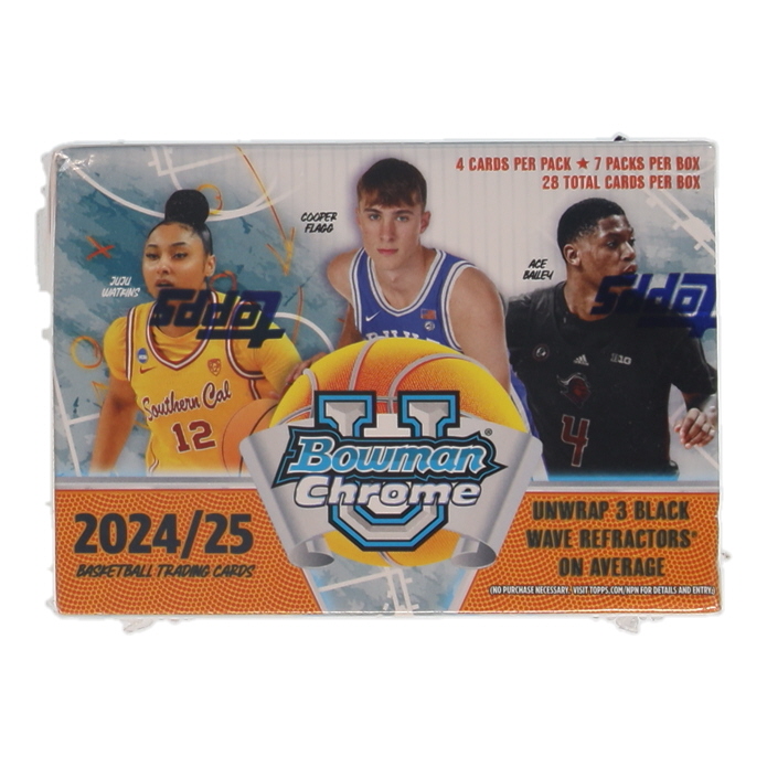 2024/25 Bowman University Chrome Basketball (7) Pack Blaster Box at PristineAuction.com 2024/25 Bowman University Chrome Basketball (7) Pack Blaster Box at PristineAuction.com