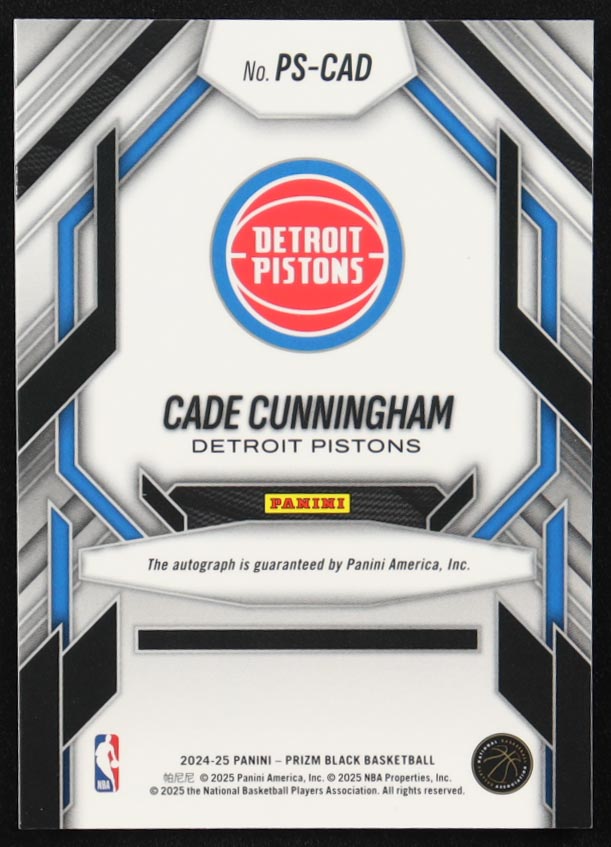 Cade Cunningham 2024-25 Panini Prizm Black Prolific Signatures #20 at PristineAuction.com Cade Cunningham 2024-25 Panini Prizm Black Prolific Signatures #20 at PristineAuction.com