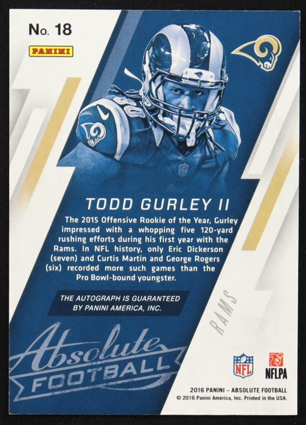 Todd Gurley 2016 Absolute Absolute Heroes Autographs Black #18 #1/1 at PristineAuction.com Todd Gurley 2016 Absolute Absolute Heroes Autographs Black #18 #1/1 at PristineAuction.com