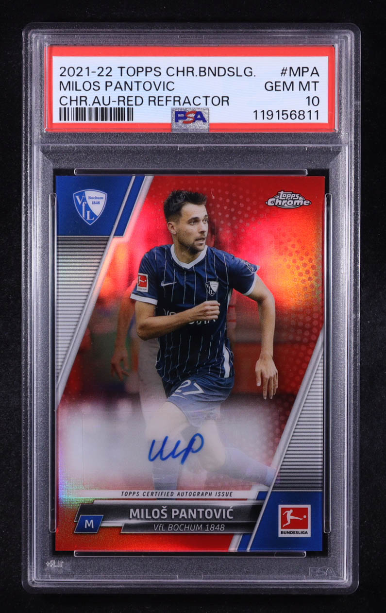 Milos Pantovic 2021-22 Topps Chrome Bundesliga Autographs Red Refractors #BCAMPA #04/10 (PSA 10) at PristineAuction.com Milos Pantovic 2021-22 Topps Chrome Bundesliga Autographs Red Refractors #BCAMPA #04/10 (PSA 10) at PristineAuction.com