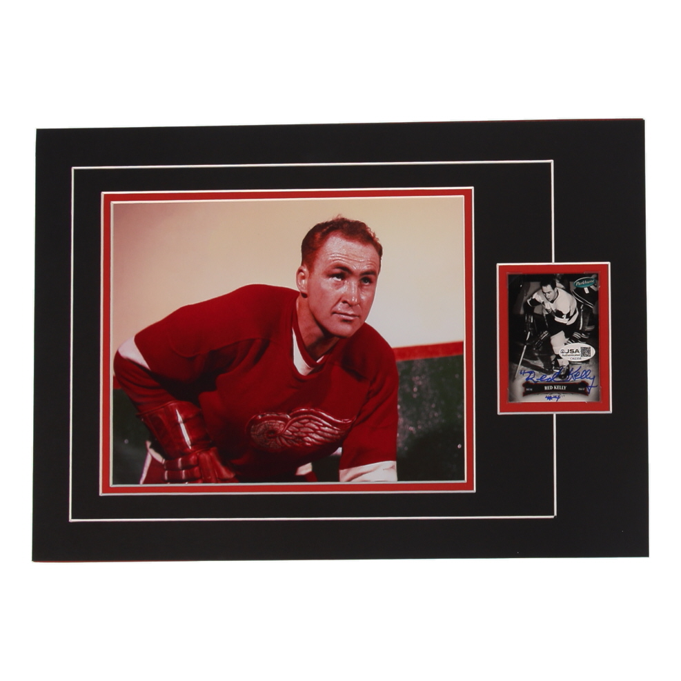 Red Kelly Signed 12x17 Custom Matted Sports Card Display with Photo (JSA) at PristineAuction.com Red Kelly Signed 12x17 Custom Matted Sports Card Display with Photo (JSA) at PristineAuction.com