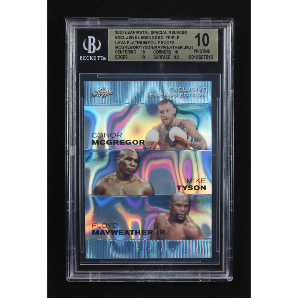 Conor Mcgregor / Floyd Mayweather Jr. 2024 Leaf Metal Special Release Exclusive Legends Ed. Triple Lava Platinum Foil Proofs (BGS 10) at PristineAuction.com
