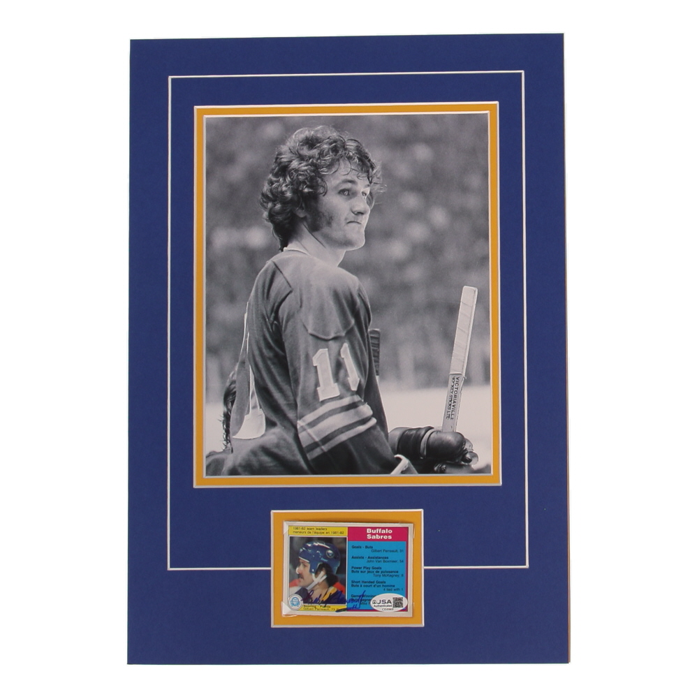 Gilbert Perreault Signed 12x17 Custom Matted Sports Card Display with Photo (JSA) at PristineAuction.com Gilbert Perreault Signed 12x17 Custom Matted Sports Card Display with Photo (JSA) at PristineAuction.com