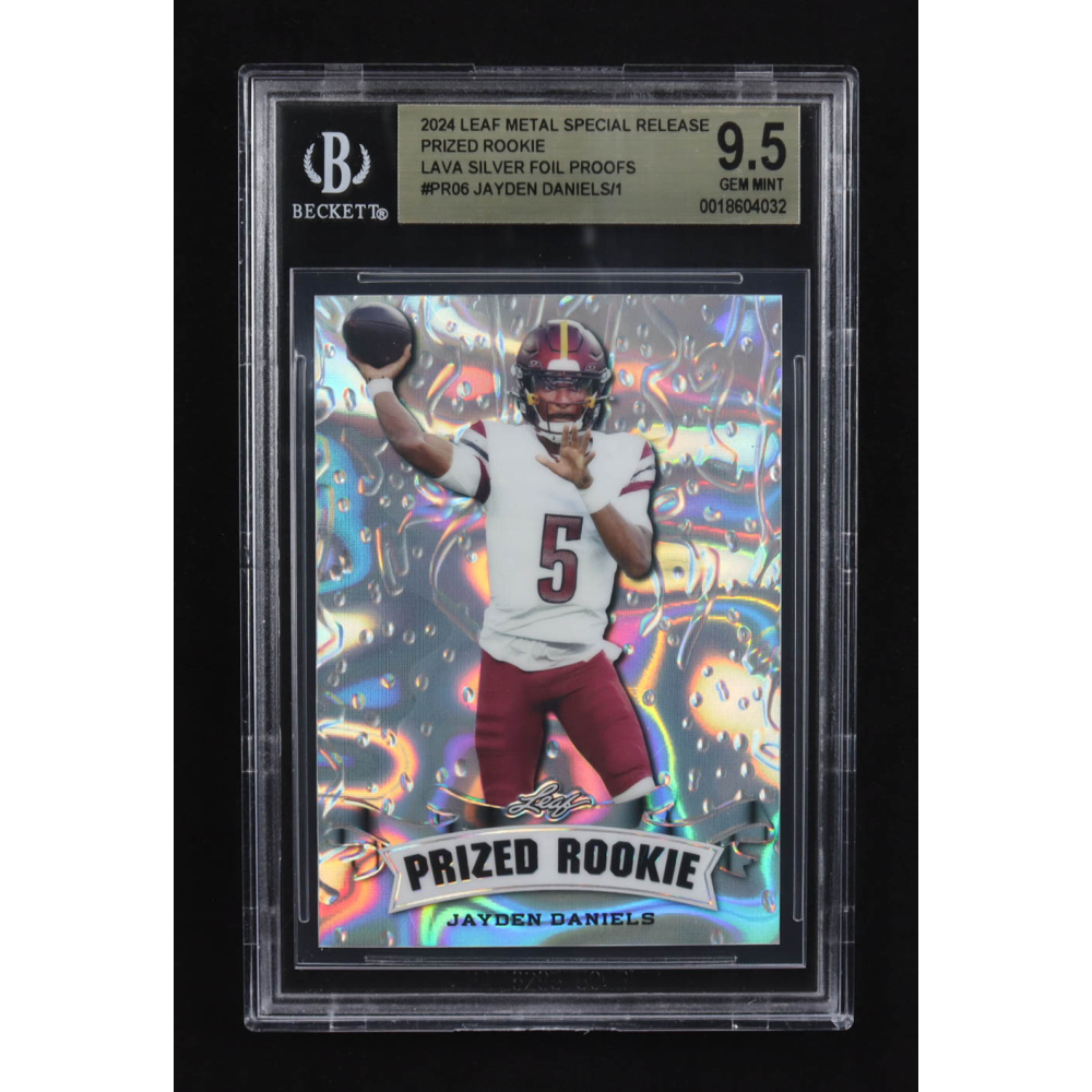 Jayden Daniels 2024 Leaf Metal Special Release Prized Rookie Lava Silver Foil Proofs #PR06 (BGS 9.5) at PristineAuction.com