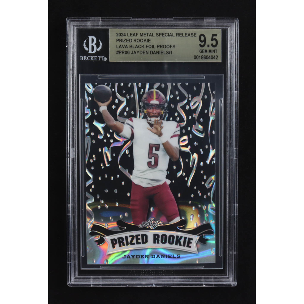 Jayden Daniels 2024 Leaf Metal Special Release Prized Rookie Lava Black Foil Proofs #PR06 (BGS 9.5) at PristineAuction.com