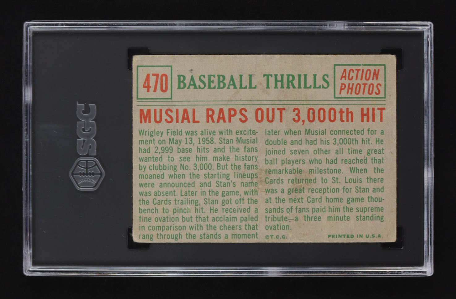Stan Musial 1959 Topps #470 BT/3000 Hits (SGC 1.5) at PristineAuction.com Stan Musial 1959 Topps #470 BT/3000 Hits (SGC 1.5) at PristineAuction.com