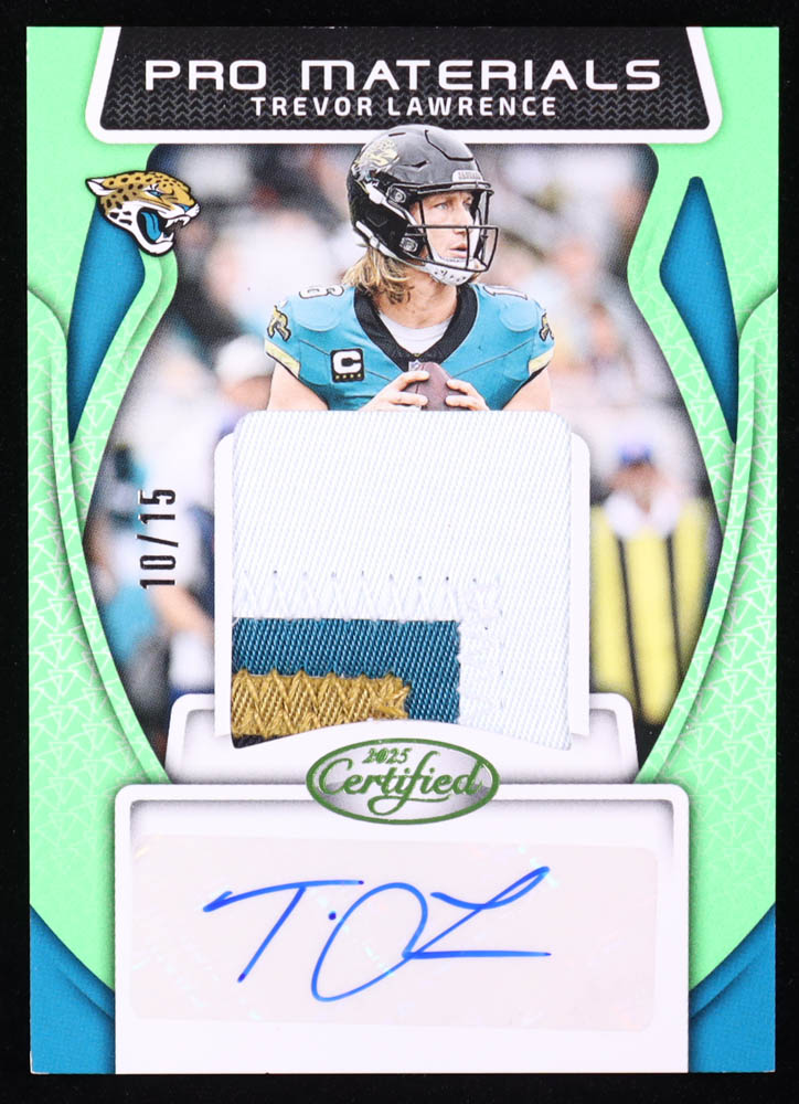 Trevor Lawrence 2025 Certified Pro Materials Signatures Lime Green #1 #10/15 at PristineAuction.com Trevor Lawrence 2025 Certified Pro Materials Signatures Lime Green #1 #10/15 at PristineAuction.com