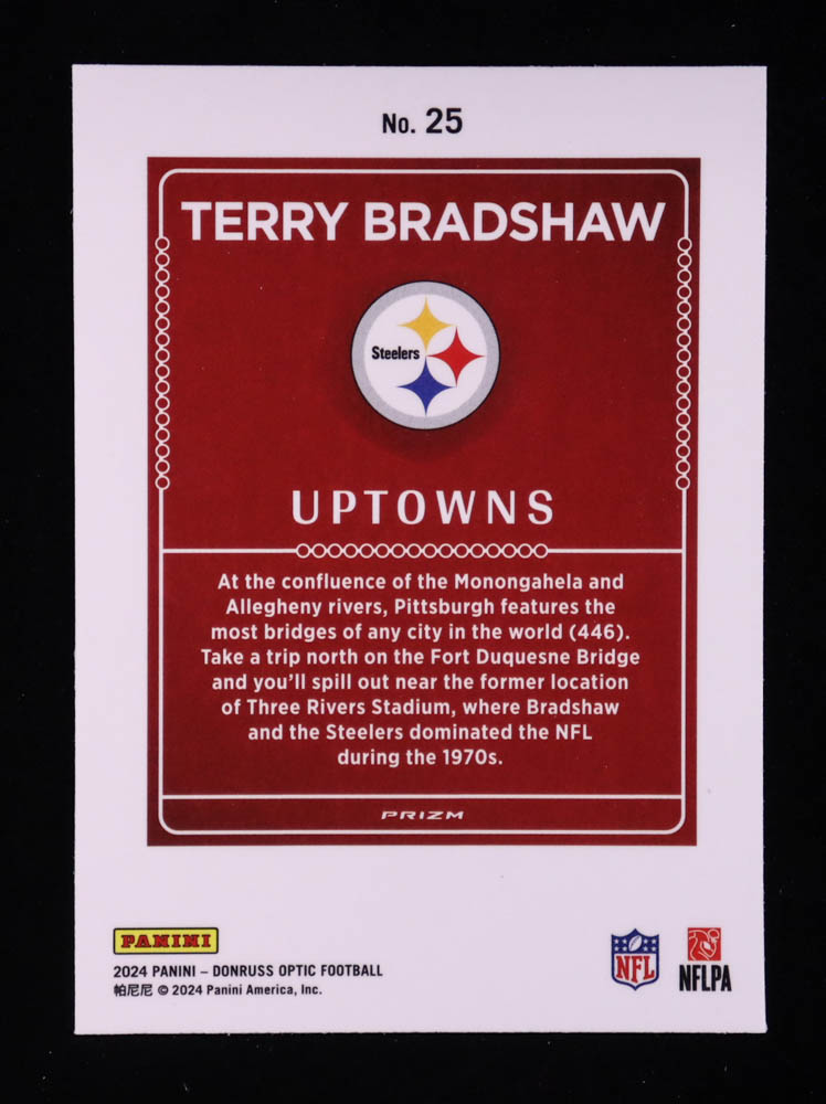 Terry Bradshaw 2024 Donruss Optic Uptowns #25 at PristineAuction.com Terry Bradshaw 2024 Donruss Optic Uptowns #25 at PristineAuction.com