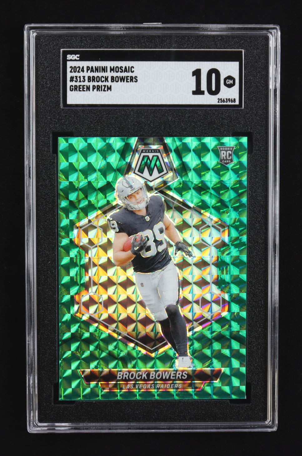 Brock Bowers 2024 Panini Mosaic Mosaic Green #313 RC (SGC 10) at PristineAuction.com Brock Bowers 2024 Panini Mosaic Mosaic Green #313 RC (SGC 10) at PristineAuction.com