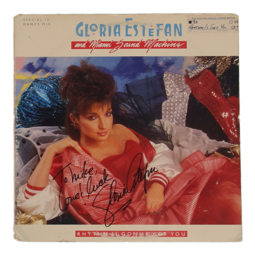 Gloria Estefan Signed "Rhythm Is Gonna Get You" Vinyl Record Album Cover Inscribed "To Mike, Love & Luck" (Beckett) at PristineAuction.com