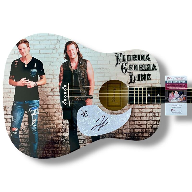 Tyler Hubbard & Brian Kelley Signed "Florida Georgia Line" Custom Acoustic Guitar (JSA) at PristineAuction.com Tyler Hubbard & Brian Kelley Signed "Florida Georgia Line" Custom Acoustic Guitar (JSA) at PristineAuction.com