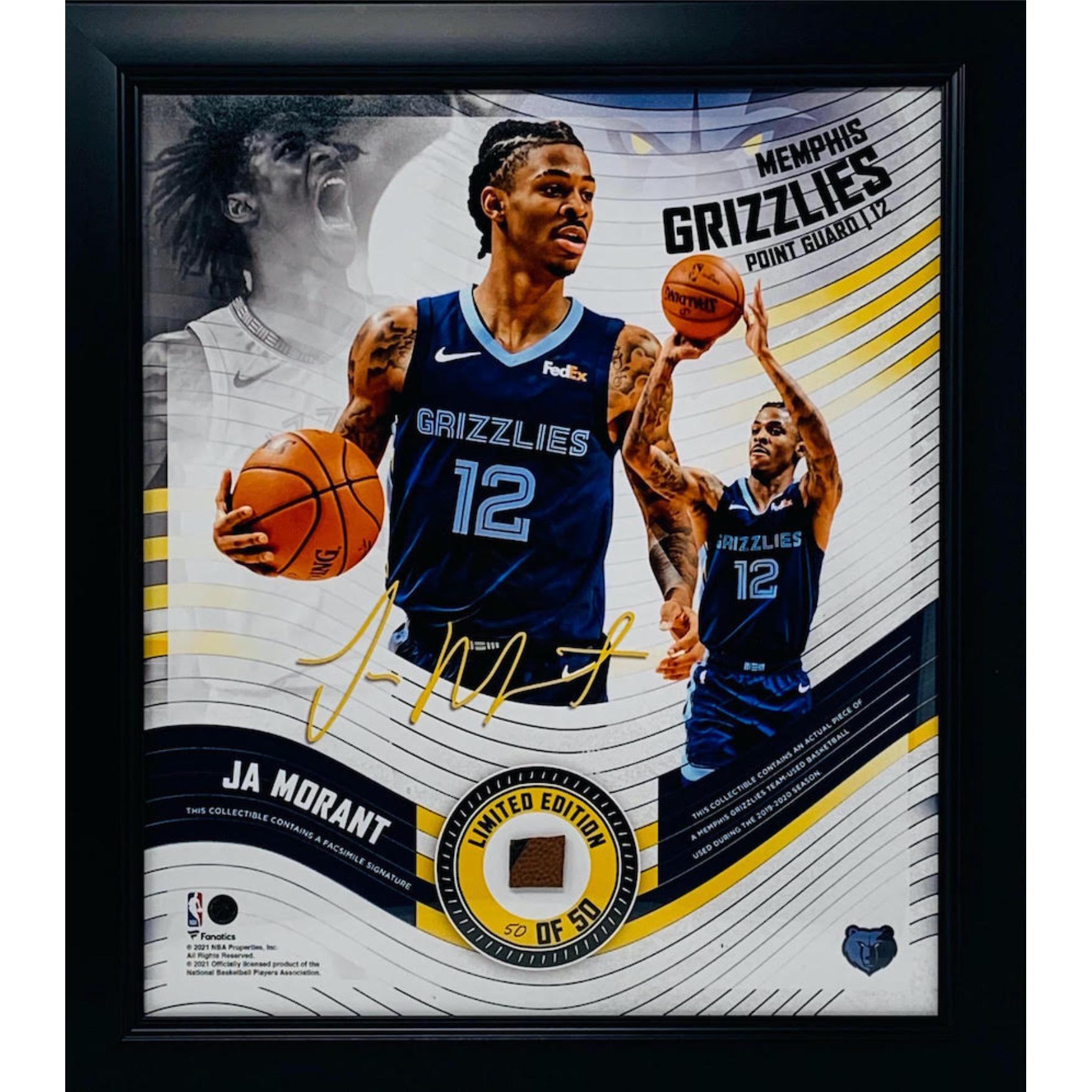 Ja Morant LE Grizzlies Custom Framed Game-Used Basketball Piece Display at PristineAuction.com Ja Morant LE Grizzlies Custom Framed Game-Used Basketball Piece Display at PristineAuction.com