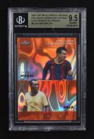 Lionel Messi / Pele 2024 Leaf Metal Special Release Exclusive Legends Ed. Dual Lava Orange Foil Proofs #ELE19 (BGS 9.5) at PristineAuction.com