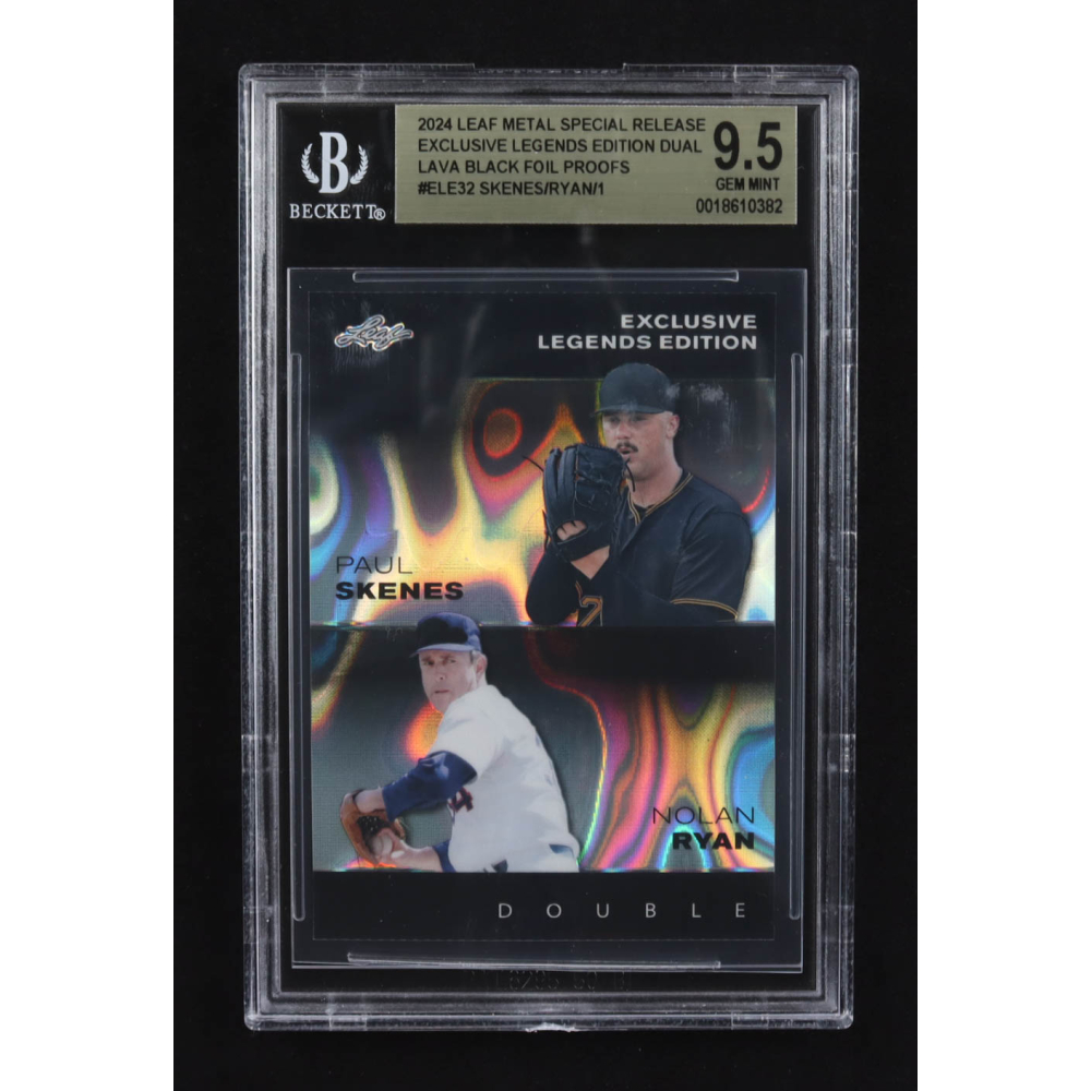 Paul Skenes / Nolan Ryan / 2024 Leaf Metal Special Release Exclusive Legends Ed. Dual Lava Black Foil Proofs #ELE32 RC (BGS 9.5) at PristineAuction.com