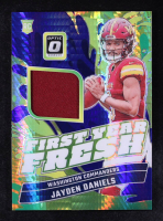 Jayden Daniels 2024 Donruss Optic First Year Fresh Jerseys Blue Hyper #17 RC at PristineAuction.com