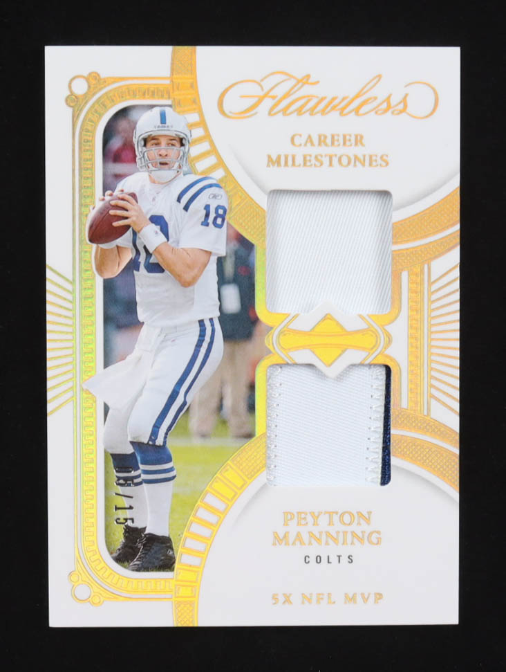 Peyton Manning 2024 Panini Flawless Career Milestones Dual Patches #7 #05/15 at PristineAuction.com Peyton Manning 2024 Panini Flawless Career Milestones Dual Patches #7 #05/15 at PristineAuction.com