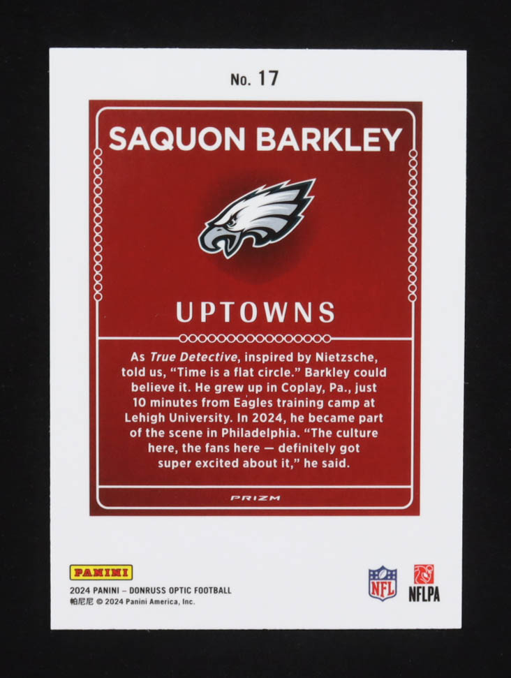 Saquon Barkley 2024 Donruss Optic Uptowns #17 at PristineAuction.com Saquon Barkley 2024 Donruss Optic Uptowns #17 at PristineAuction.com