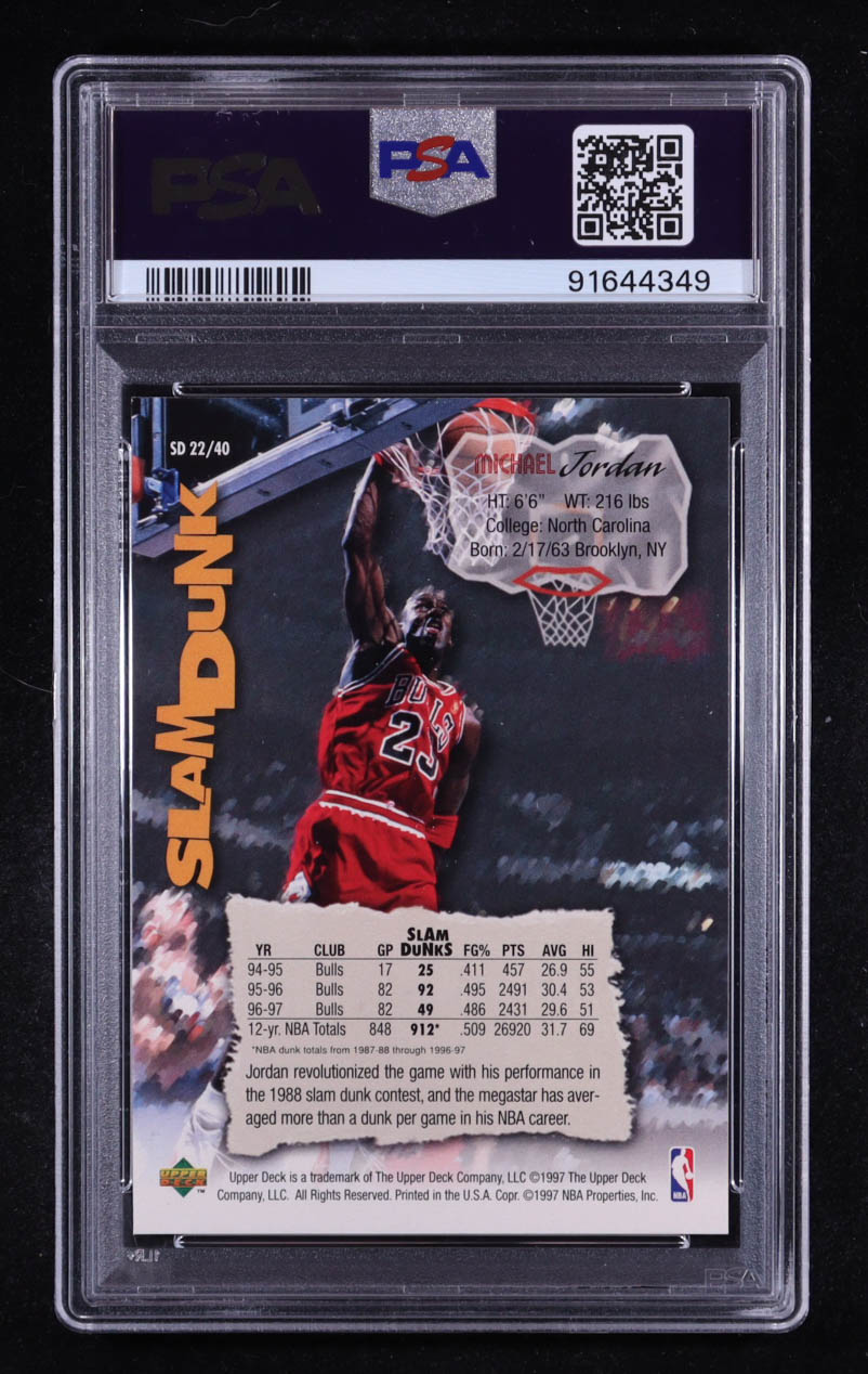 Michael Jordan 1997 Upper Deck Nestle Slam Dunk #22 (PSA 9) at PristineAuction.com Michael Jordan 1997 Upper Deck Nestle Slam Dunk #22 (PSA 9) at PristineAuction.com