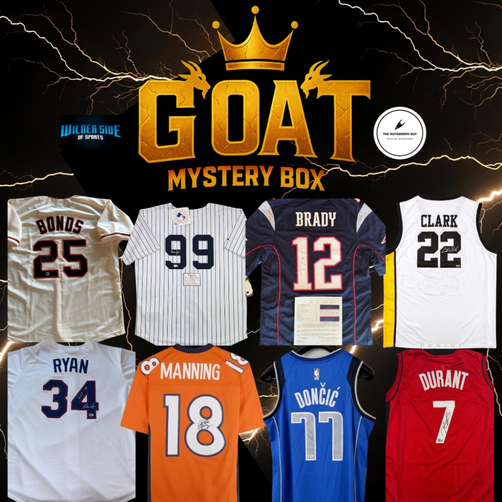 The Autograph Guy &times; Wilder Side of Sports: THE GOAT SERIES 1 Mystery Box - Loaded with Signatures from Icons Like Judge, Brady, Manning, Clark, Doncic, Durant, Bonds & Ryan! at PristineAuction.com
