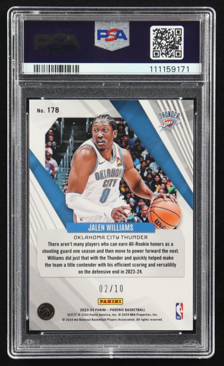 Jalen Williams 2023-24 Panini Phoenix Gold #178 #02/10 (PSA 9) at PristineAuction.com Jalen Williams 2023-24 Panini Phoenix Gold #178 #02/10 (PSA 9) at PristineAuction.com