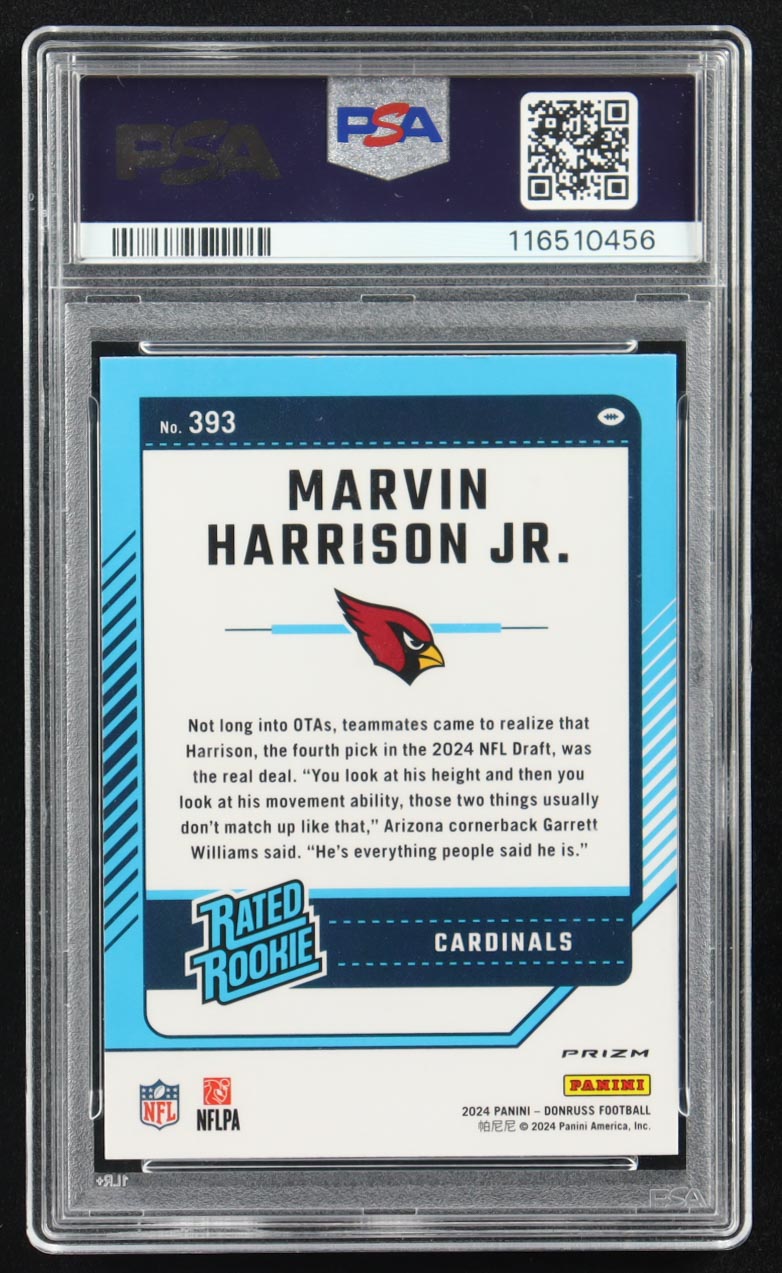 Marvin Harrison Jr. 2024 Donruss Optic Rated Rookies Preview Red Wave #393 RC (PSA 10) at PristineAuction.com Marvin Harrison Jr. 2024 Donruss Optic Rated Rookies Preview Red Wave #393 RC (PSA 10) at PristineAuction.com