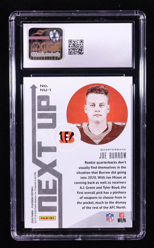 Joe Burrow 2020 Panini Playbook Next Up #1 RC (CGC 10) at PristineAuction.com Joe Burrow 2020 Panini Playbook Next Up #1 RC (CGC 10) at PristineAuction.com