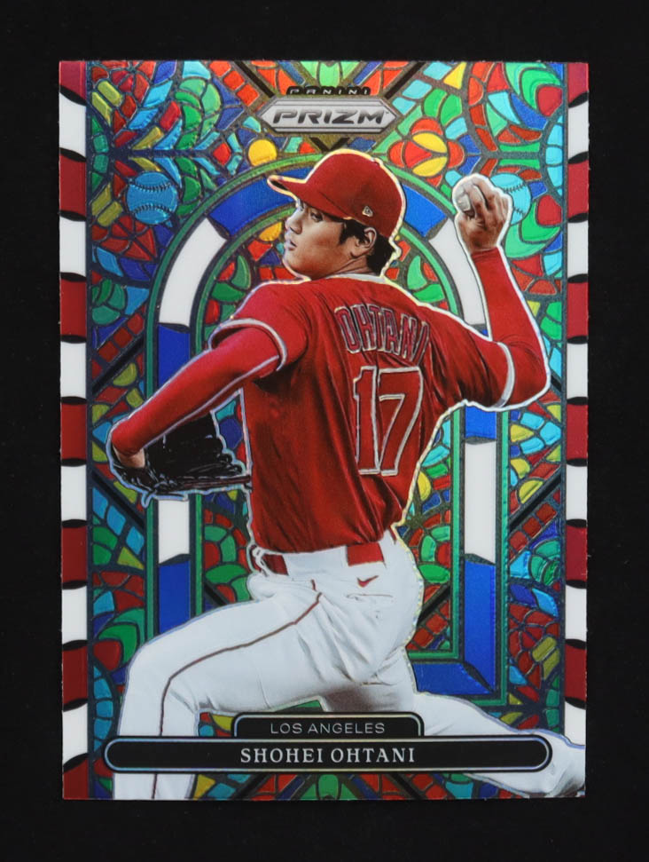 Shohei Ohtani 2022 Panini Prizm Stained Glass Prizms Red White and Blue #3 at PristineAuction.com Shohei Ohtani 2022 Panini Prizm Stained Glass Prizms Red White and Blue #3 at PristineAuction.com