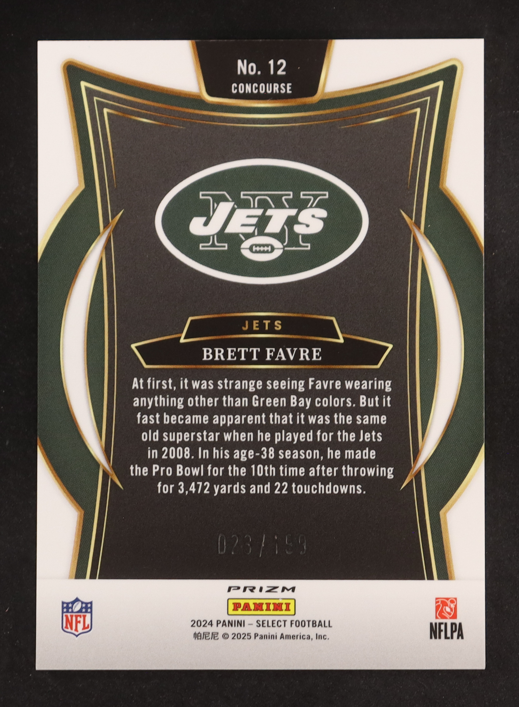 Brett Favre 2024 Select Prizm White Shock #12 #028/199 at PristineAuction.com Brett Favre 2024 Select Prizm White Shock #12 #028/199 at PristineAuction.com