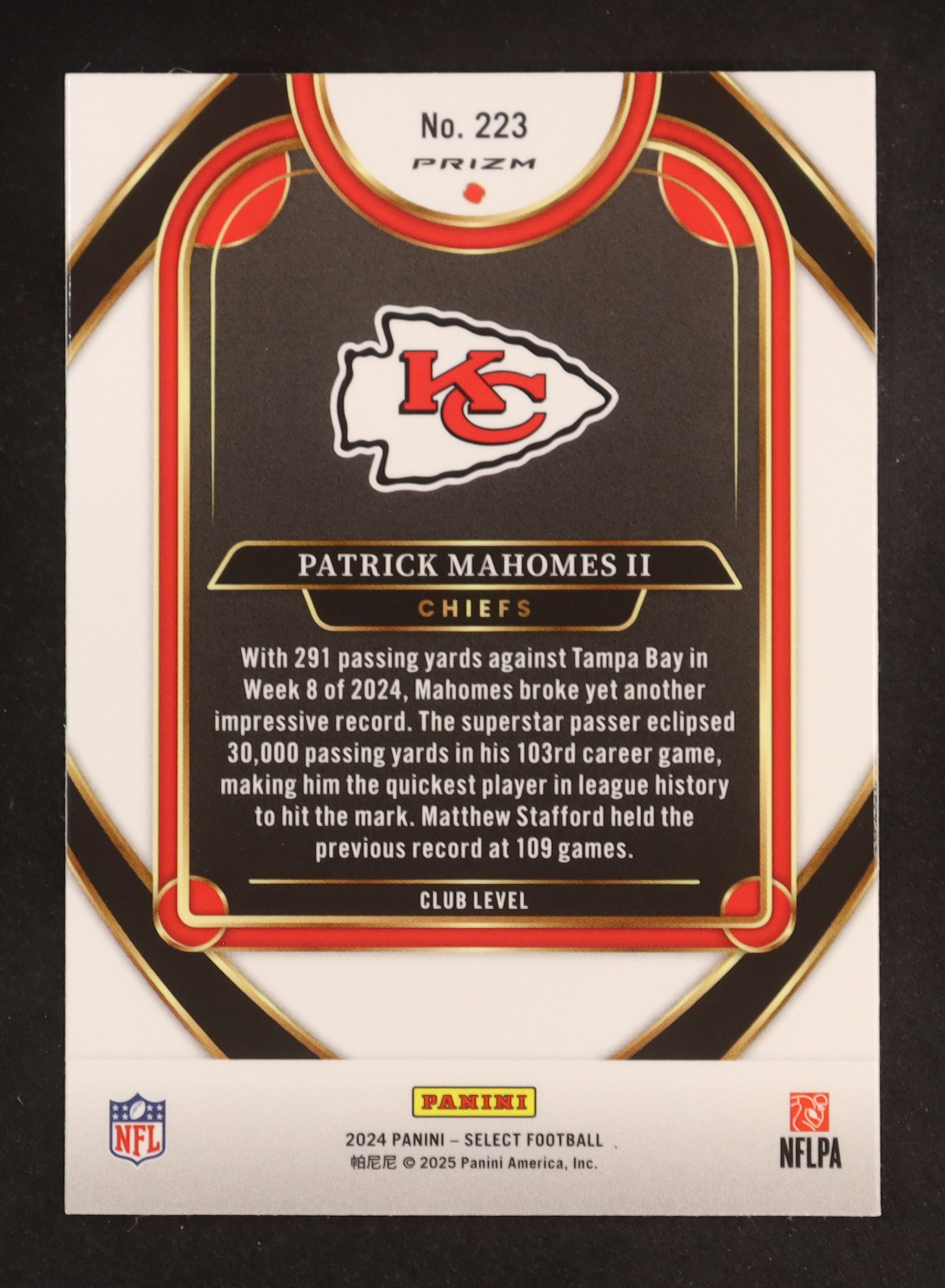 Patrick Mahomes II 2024 Select Prizm Black and Orange Shock #223 at PristineAuction.com Patrick Mahomes II 2024 Select Prizm Black and Orange Shock #223 at PristineAuction.com