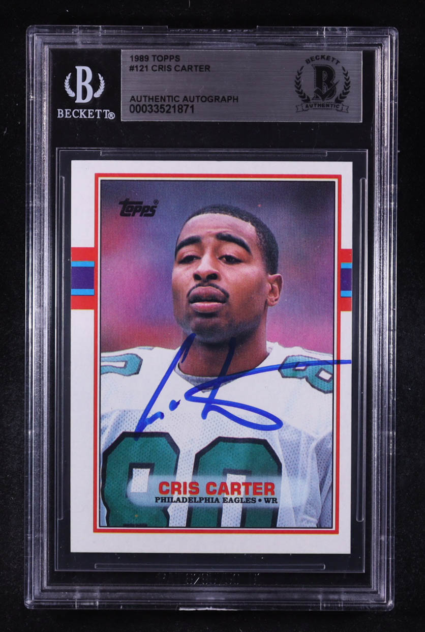 Cris Carter Signed 1989 Topps #121 RC (BGS) at PristineAuction.com Cris Carter Signed 1989 Topps #121 RC (BGS) at PristineAuction.com