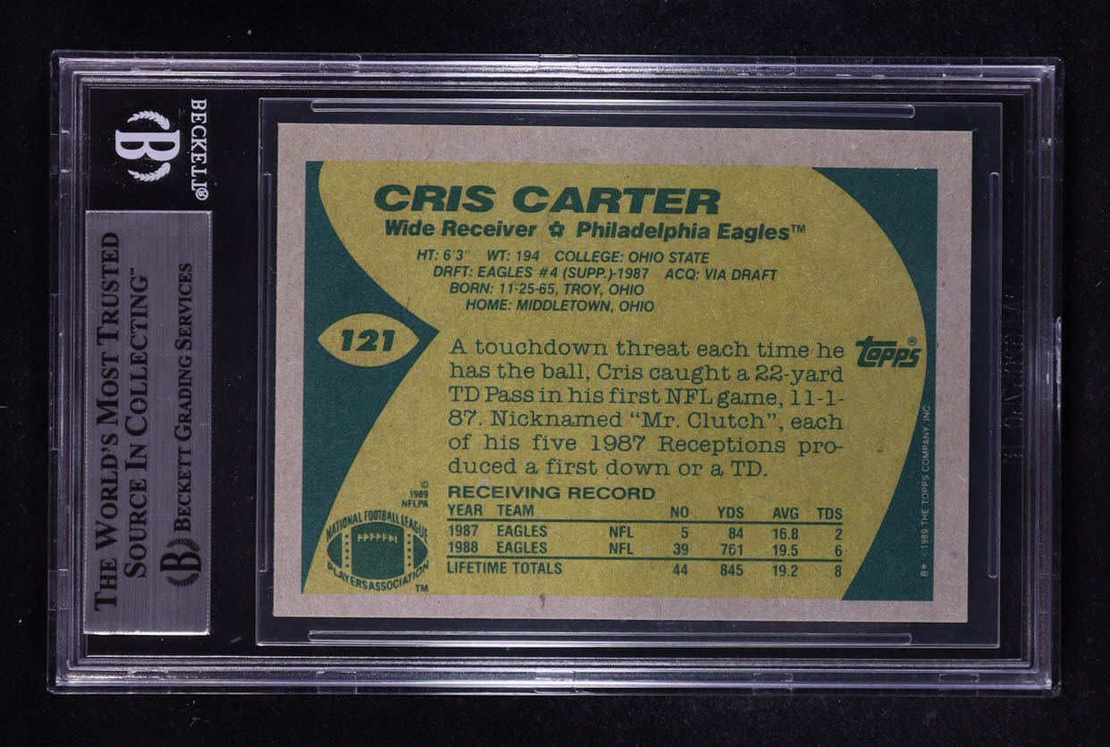 Cris Carter Signed 1989 Topps #121 RC (BGS) at PristineAuction.com Cris Carter Signed 1989 Topps #121 RC (BGS) at PristineAuction.com