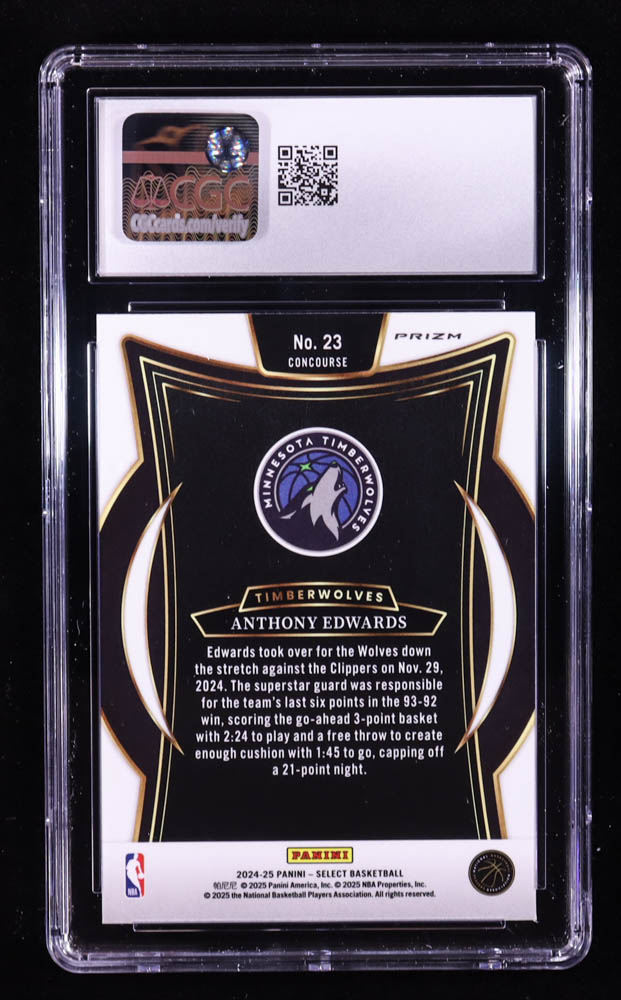 Anthony Edwards 2024-25 Select Orange Flash Prizms #23 (CGC 10) at PristineAuction.com Anthony Edwards 2024-25 Select Orange Flash Prizms #23 (CGC 10) at PristineAuction.com