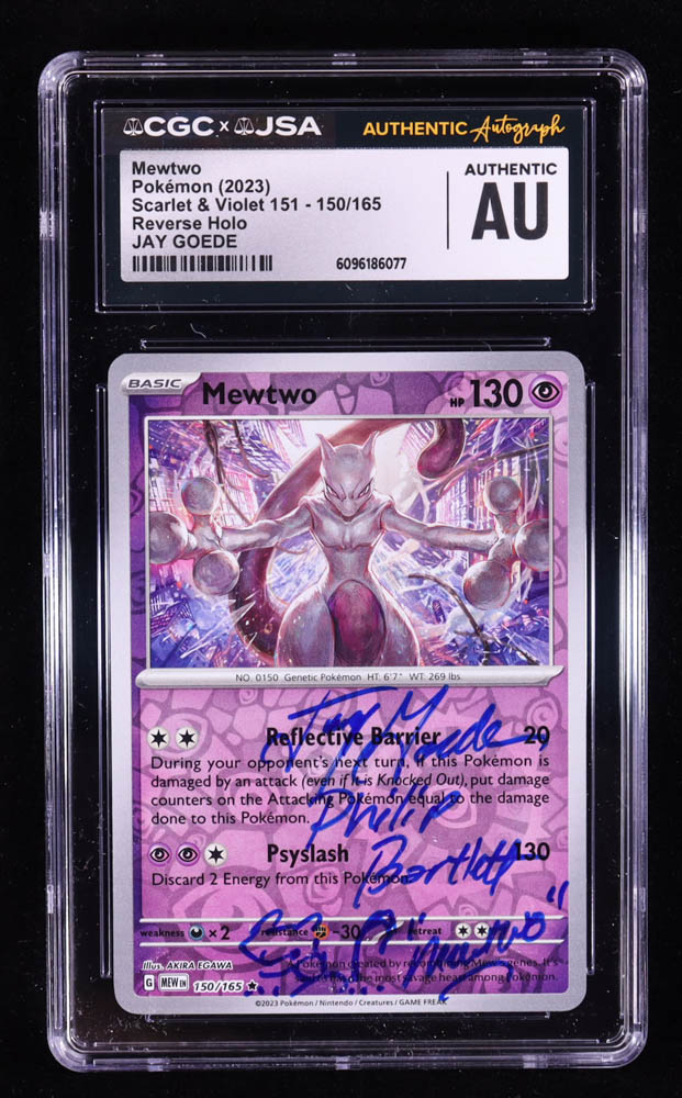 Jay Goede Signed Mewtwo Pokemon 2023 Scarlet & Violet - 151 #150 Reverse Holo Inscribed "Mewtwo" (CGC) at PristineAuction.com Jay Goede Signed Mewtwo Pokemon 2023 Scarlet & Violet - 151 #150 Reverse Holo Inscribed "Mewtwo" (CGC) at PristineAuction.com