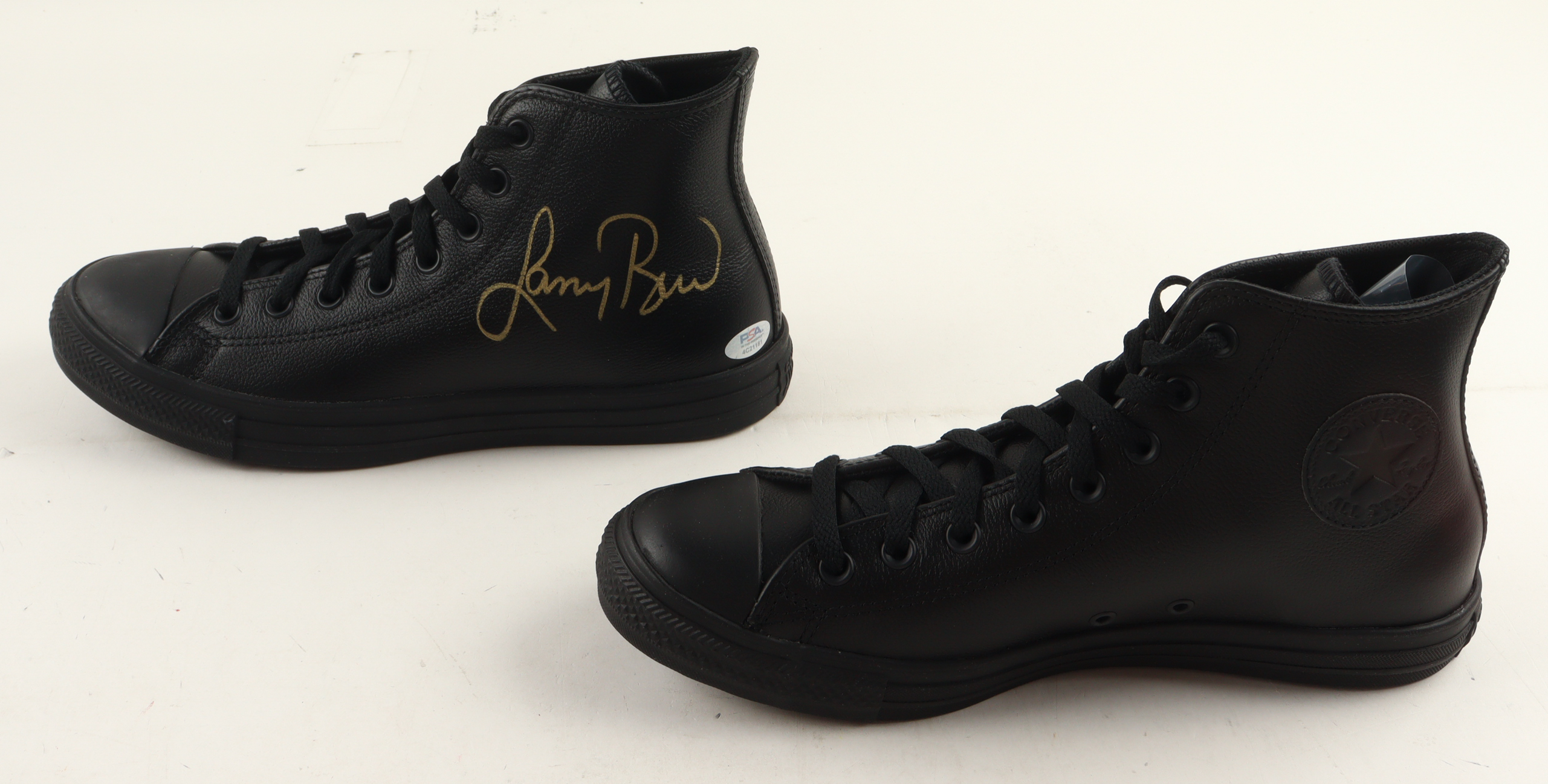 Larry Bird Signed Set of (2) Converse All Star Black Leather Basketball Shoes (PSA) at PristineAuction.com Larry Bird Signed Set of (2) Converse All Star Black Leather Basketball Shoes (PSA) at PristineAuction.com