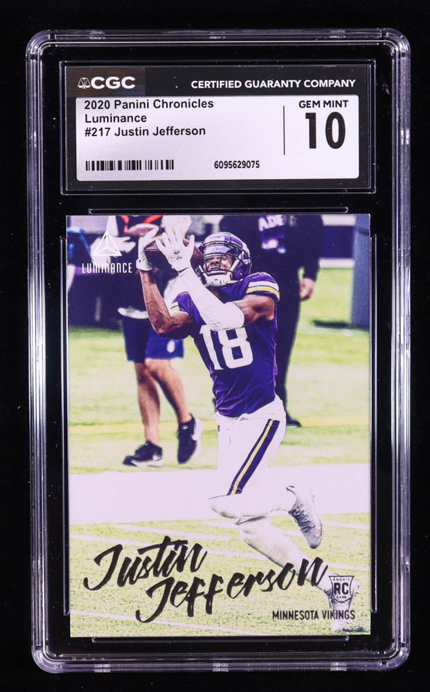 Justin Jefferson 2020 Panini Luminance #217 RC / CHRONICLES (CGC 10) at PristineAuction.com Justin Jefferson 2020 Panini Luminance #217 RC / CHRONICLES (CGC 10) at PristineAuction.com
