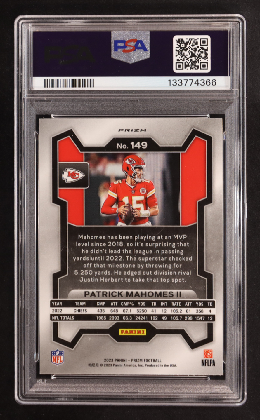 Patrick Mahomes II 2023 Panini Prizm Prizms Silver #149 (PSA 9) at PristineAuction.com Patrick Mahomes II 2023 Panini Prizm Prizms Silver #149 (PSA 9) at PristineAuction.com