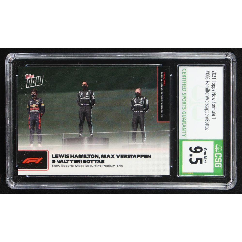 Lewis Hamilton / Max Verstappen / Valtteri Bottas 2021 Topps Now Formula 1 #6 (CSG 9.5) at PristineAuction.com