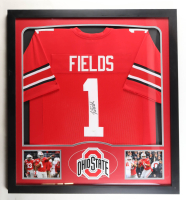 Justin Fields Signed Custom Framed Jersey Display (JSA) at PristineAuction.com