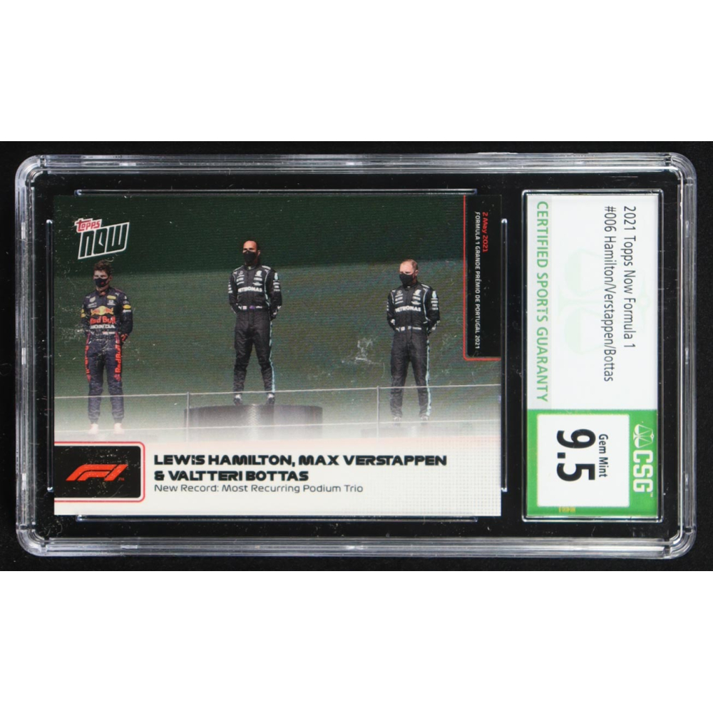 Lewis Hamilton / Max Verstappen / Valtteri Bottas 2021 Topps Now Formula 1 #6 (CSG 9.5) at PristineAuction.com