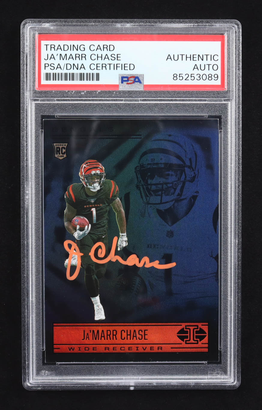 Ja'Marr Chase Signed 2021 Panini Illusions #65 RC (PSA) at PristineAuction.com Ja'Marr Chase Signed 2021 Panini Illusions #65 RC (PSA) at PristineAuction.com
