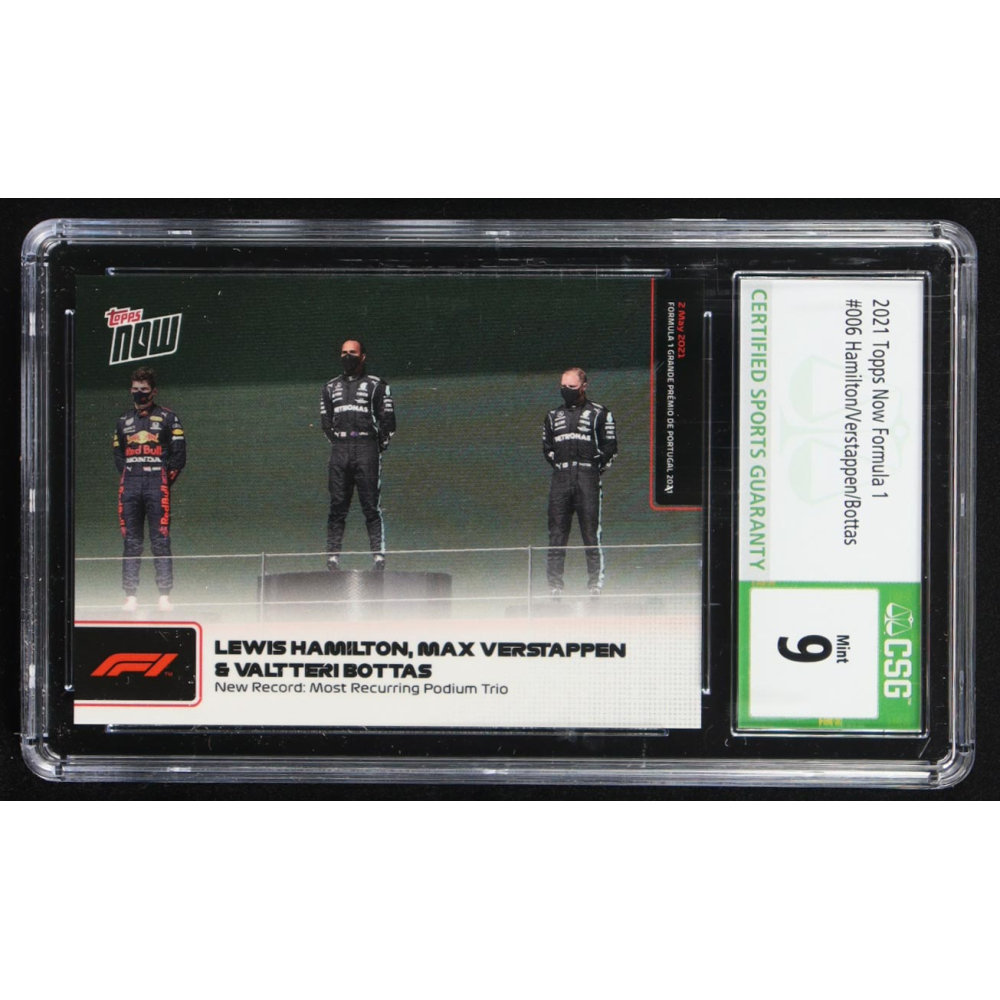 Lewis Hamilton / Max Verstappen / Valtteri Bottas 2021 Topps Now Formula 1 #6 (CSG 9) at PristineAuction.com