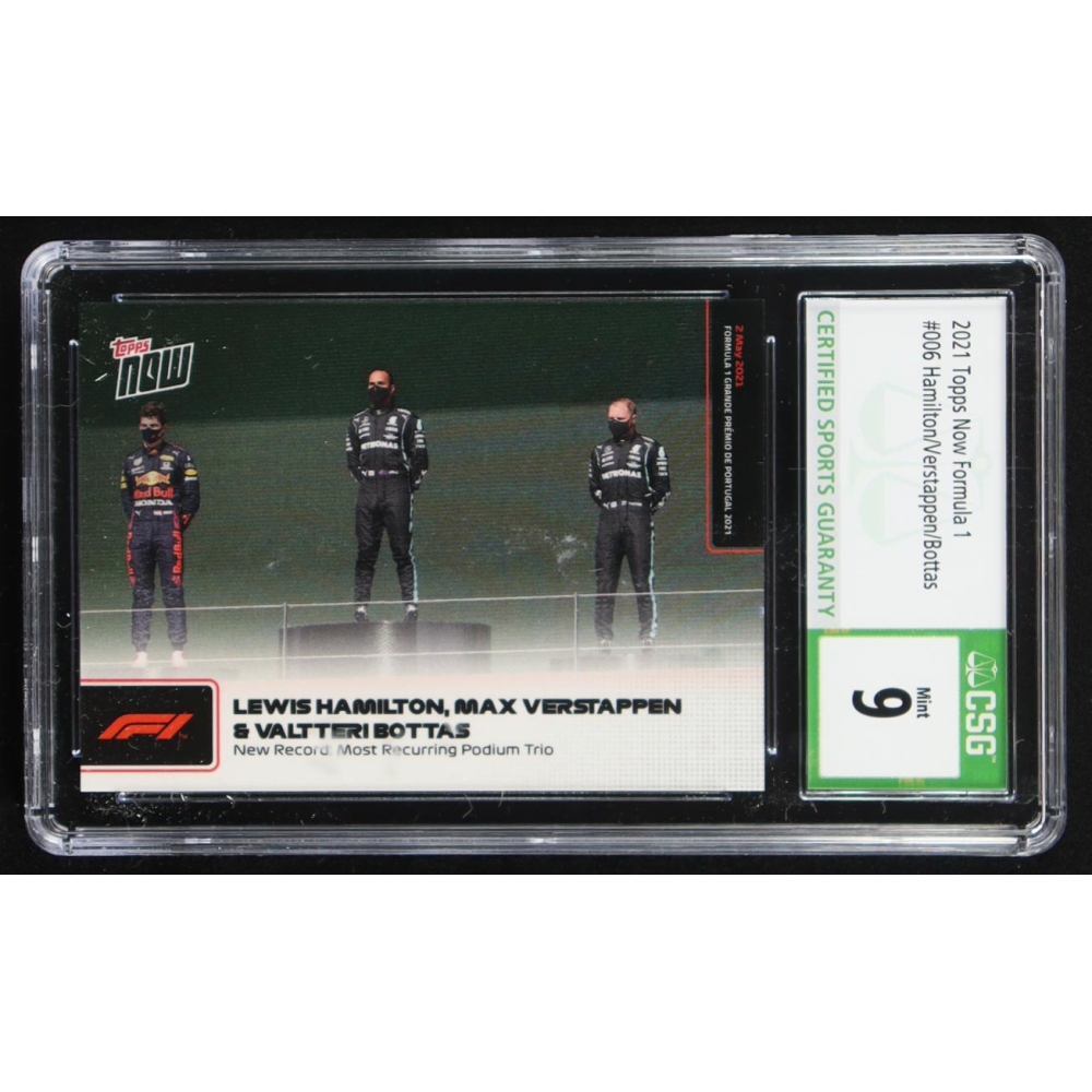 Lewis Hamilton / Max Verstappen / Valtteri Bottas 2021 Topps Now Formula 1 #6 (CSG 9) at PristineAuction.com