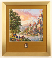 Thomas Kinkade "Beauty and the Beast" Custom Framed Print Display with Belle Pin at PristineAuction.com
