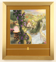 Thomas Kinkade "Beauty and the Beast" Custom Framed Print Display with Rose In Glass Pin at PristineAuction.com
